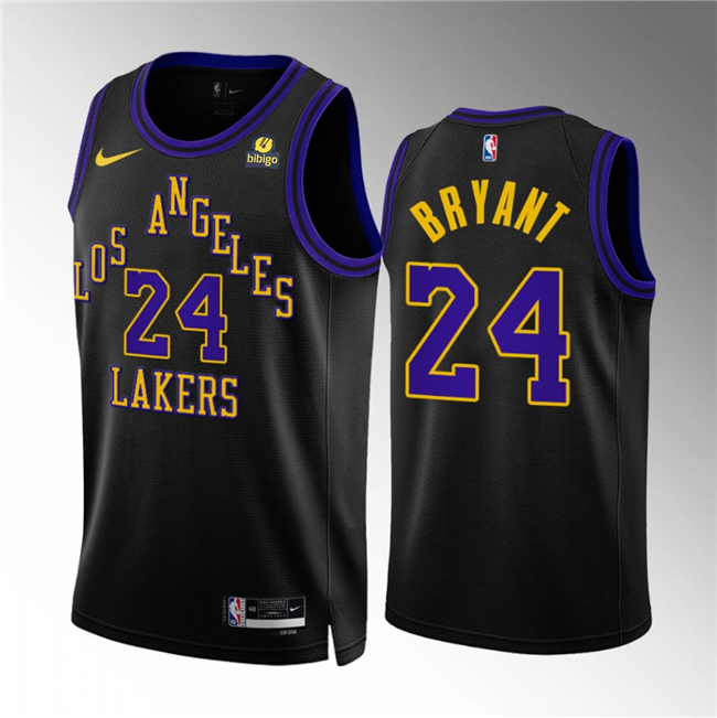 Men's Los Angeles Lakers #24 Kobe Bryant Black 2023/24 City Edition Stitched Basketball Jersey